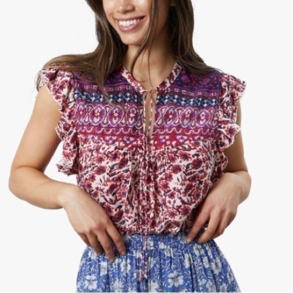 Lucky Brand Flutter Sleeve Top